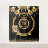 きらめく金ゴールドハイヒール50th誕生日デコール タペストリー (正面)
