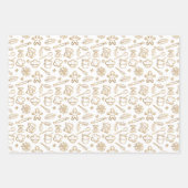 きらめく金ゴールドフェスティバルクリスマスベーキングパターン ラッピングペーパーシート (正面3)