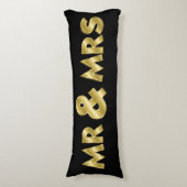 きらめく金ゴールドミスター・アンド・ミセス・ブラック ボディピロー (正面縦)