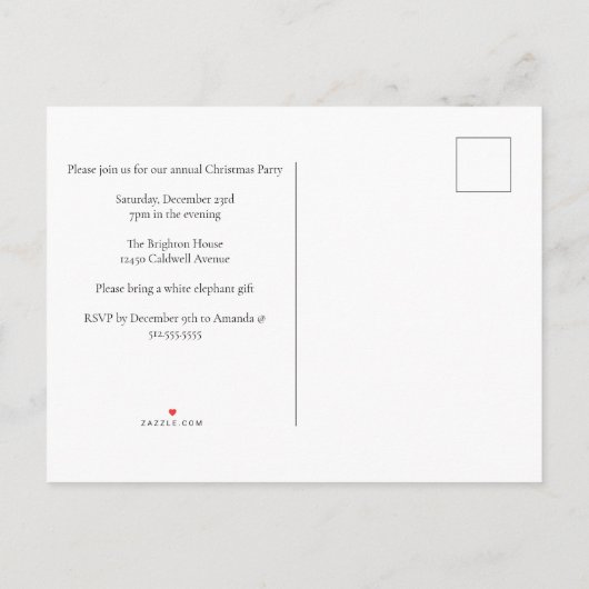 きらめく金ゴールドライトクリスマモダンスパーティー インビテーションポストカード (裏面)