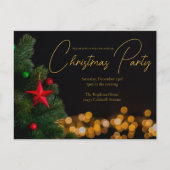 きらめく金ゴールドライトクリスマモダンスパーティー インビテーションポストカード (正面)