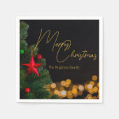 きらめく金ゴールドライトメリーモダンクリスマスパーティー スタンダードカクテルナプキン (正面)