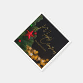 きらめく金ゴールドライトメリーモダンクリスマスパーティー スタンダードカクテルナプキン (角)