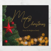 きらめく金ゴールドライトメリーモダンクリスマスパーティー スパークリングワインラベル (シングルラベル)