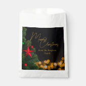 きらめく金ゴールドライトメリーモダンクリスマスパーティー フェイバーバッグ (正面)