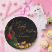 きらめく金ゴールドライトメリーモダンクリスマスパーティー ペーパープレート (パーティー)