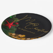 きらめく金ゴールドライトメリーモダンクリスマスパーティー ペーパープレート (アングル)