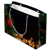 きらめく金ゴールドライトメリーモダンクリスマスパーティー ラージペーパーバッグ (裏面アングル)
