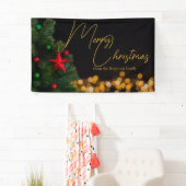 きらめく金ゴールドライトメリーモダンクリスマスパーティー 横断幕 (インサイチュ)