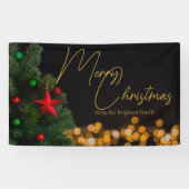 きらめく金ゴールドライトメリーモダンクリスマスパーティー 横断幕 (横)