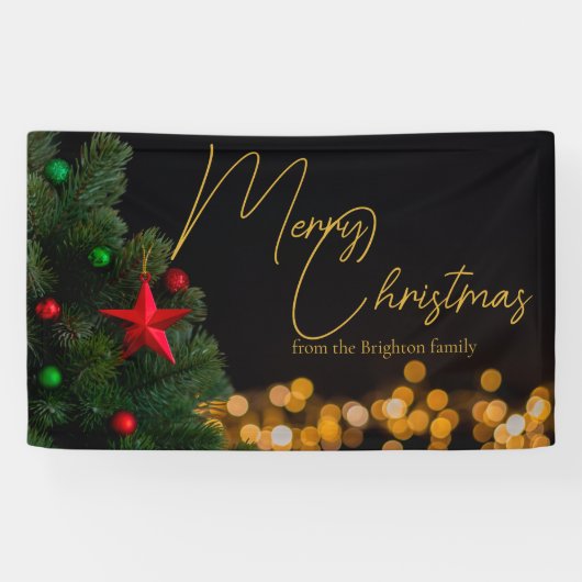 きらめく金ゴールドライトメリーモダンクリスマスパーティー 横断幕 (横)