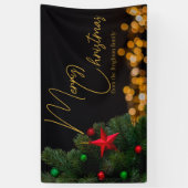 きらめく金ゴールドライトメリーモダンクリスマスパーティー 横断幕 (縦)