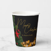 きらめく金ゴールドライトメリーモダンクリスマスパーティー 紙コップ (裏面)