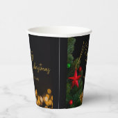 きらめく金ゴールドライトメリーモダンクリスマスパーティー 紙コップ (右)