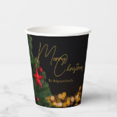 きらめく金ゴールドライトメリーモダンクリスマスパーティー 紙コップ (正面)