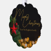 きらめく金ゴールドライトメリーモダンクリスマス オーナメントカード (左)