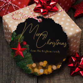 きらめく金ゴールドライトメリーモダンクリスマス オーナメントカード