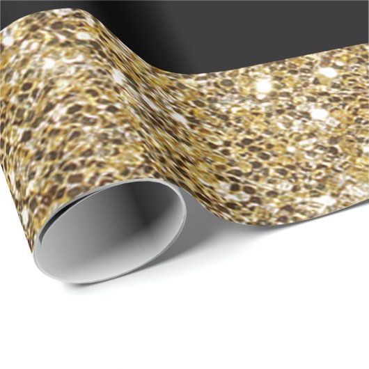 きらめく金ゴールド及び黒のストライプのギフトの包装紙 ラッピングペーパー (ロールコーナー)