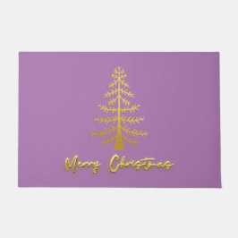 きらめく金ゴールド可愛ガーリーい木モダン紫 ドアマット