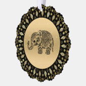 きらめく金ゴールド枠の黒フローラ オーナメントカード (左)