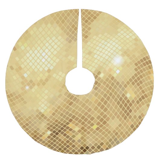 きらめく金ゴールド波:モザイクテクスチャ ブラッシュドポリエステルツリースカート (正面)