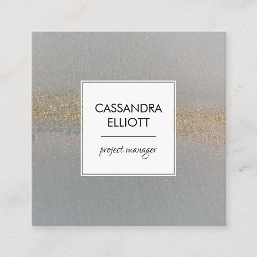 きらめく金ゴールド淡い色のブルーアルコールインクリキッドアート スクエア名刺 (正面)