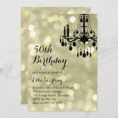 きらめく金ゴールド社交ダンス50番目の誕生日招待状 招待状 (正面/裏面)