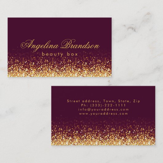 きらめく金ゴールド美しいエキスパートダークブルガンディーカード 名刺 (正面/裏面)