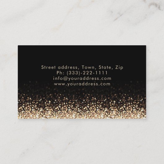 きらめく金ゴールド美容師ダマスクブラックカード 名刺 (裏面)