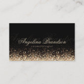 きらめく金ゴールド美容師ダマスクブラックカード 名刺 (正面)