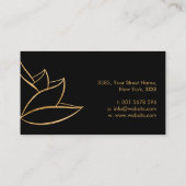 きらめく金ゴールド蓮の花ラインアート 名刺 (裏面)