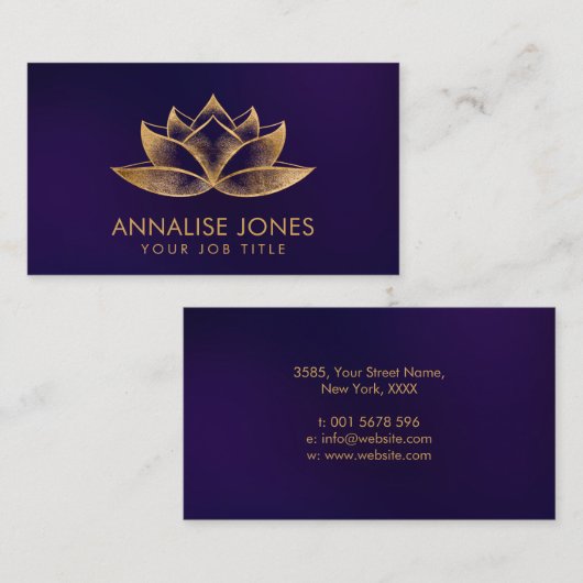 きらめく金ゴールド蓮の花 名刺 (正面/裏面)