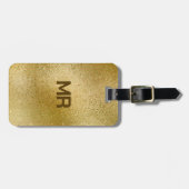 きらめく金ゴールド虹色のテクスチャ ラゲッジタグ (正面横)