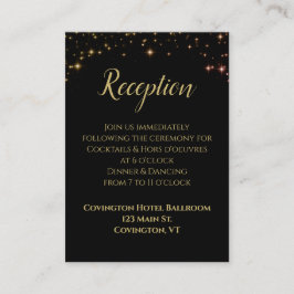 きらめく金ゴールド輝くブラックウェディングレセプション エンクロージャーカード