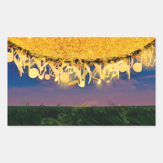 きらめく金ゴールド 長方形シール (正面)