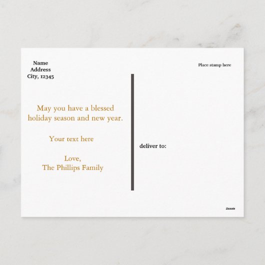 きらめく金ライト休日のクリスマスの郵便はがき シーズンポストカード (裏面)