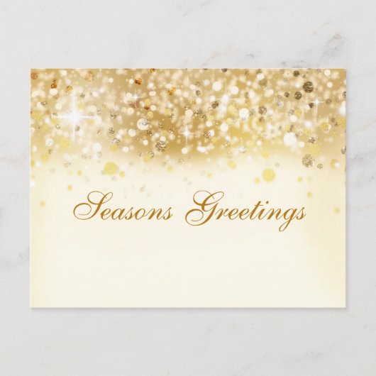 きらめく金ライト休日のクリスマスの郵便はがき シーズンポストカード (正面)