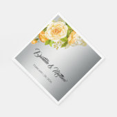 きらめく銀と黄色のバラ結婚ズ スタンダードランチョンナプキン (角)