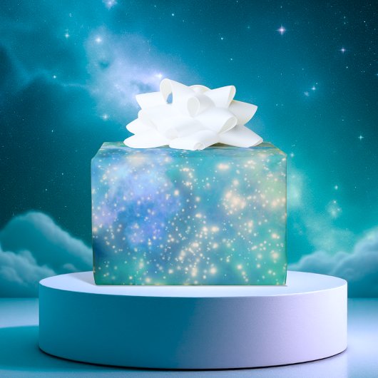 きらめく銀河系ブルー ラッピングペーパー