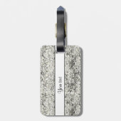きらめく銀製のグリッター ラゲッジタグ (裏面縦)