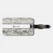 きらめく銀製のグリッター ラゲッジタグ (裏面横)