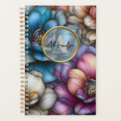 きらめく開花の輪郭を持つ華やかな金ゴールド プランナー手帳 (正面)