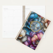 きらめく開花の輪郭を持つ華やかな金ゴールド プランナー手帳 (ディスプレー)