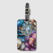 きらめく開花の輪郭を持つ華やかな金ゴールド ラゲッジタグ (正面縦)