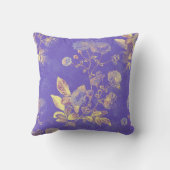 きらめく離れ金ゴールドと薄紫の花 クッション (裏面)