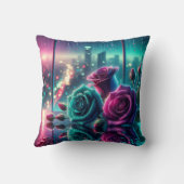 きらめく雨滴バラ街並み《写真》ぼけ味アート クッション (裏面)