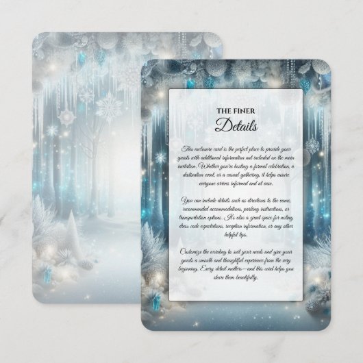 きらめく雪の森の結婚式同封カード エンクロージャーカード (正面/裏面)