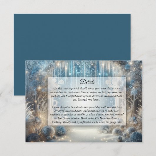 きらめく雪の森の結婚式同封カード エンクロージャーカード (正面/裏面)
