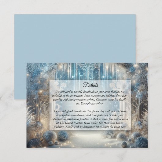 きらめく雪の森の結婚式同封カード エンクロージャーカード (正面/裏面)