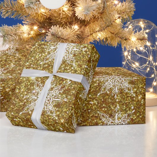 きらめく雪の結晶の包装紙 ラッピングペーパー (クリスマス)